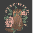 thumbnail image 2 of Stay Wild Cowboy Boot and Roses Adult Short Sleeve Tee-XL-Charcoal, 2 of 3