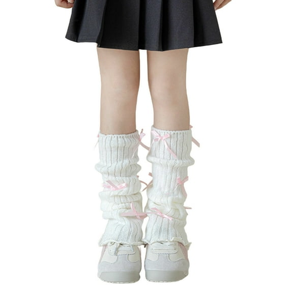 FAWUUDO Winter Warm Leg Warmers for Girls Fall Knitted Legwarmers Cute Soft Socks Accessories