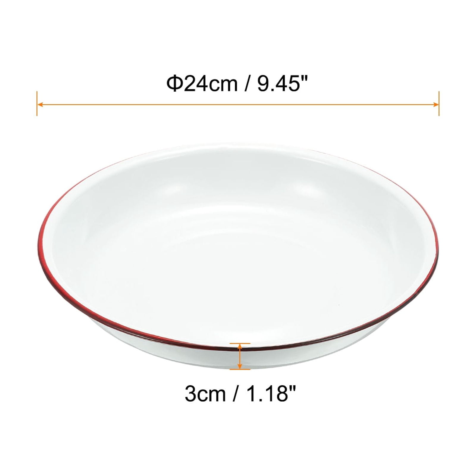 Uxcell 2pcs Tray Palette  9.5" / 24cm Enameled Metal Classic Round Tray , White