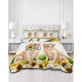 thumbnail image 2 of Quilts Twin Size Bedding Set, Cute Puppy Sunflowers Lightweight Quilted Comforter, Farmhouse Eucalyptus Leaves Soft Reversible Bedspread Coverlet with Pillow Covers for All Season, 68" x 86", 2 of 7