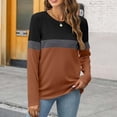 thumbnail image 6 of DondPO Womens Tops Women's Color Block Tunic Tops Casual Long Sleeve Shirts Round Neck Pullover Womens Dressy Tops Tops for Women Trendy Brown L, 6 of 7