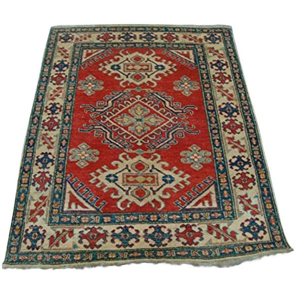 Super Kazak Caucasion Geometric Mahal Traditional Veg Dyed Hand Knotted Rug Carpet (4.8 x 3.9)'