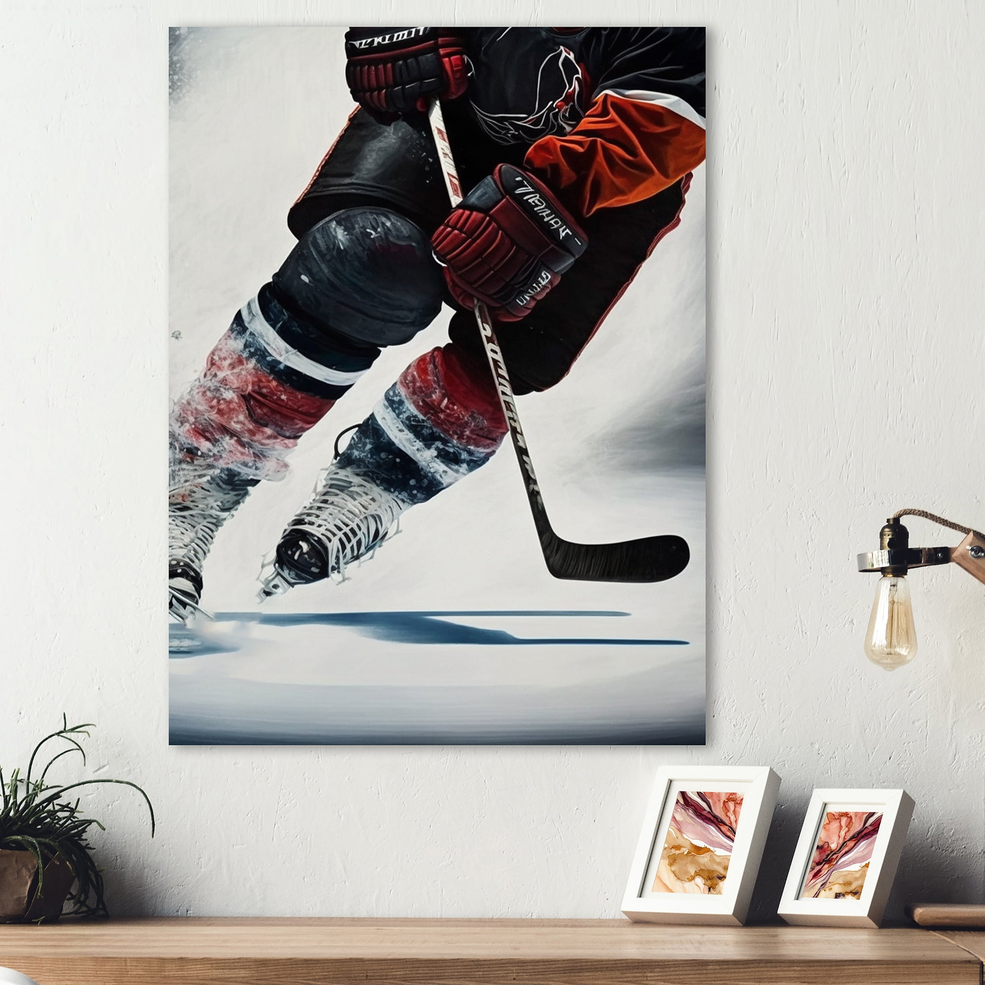 Designart Hockey Player On Ice During Game V Canvas Wall Art