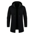 thumbnail image 3 of Man Knitwear Drawstring Pockets MIDI Style Hooded Coat RXIRUCGD Noir, Taille: m, 3 of 4