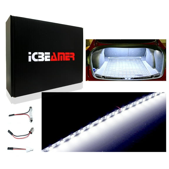 ICBEAMER Super White 12" inch 24-SMD-2835 Chips LED Strip Light Universal Fit For Car Trunk Cargo Area or Interior Illumination