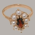 thumbnail image 4 of LBG British Made 14k Rose Gold Natural Garnet & Cultured Pearl Womens Statement Ring - 33 size options - Size 9, 4 of 5