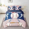 thumbnail image 2 of Feelyou Baseball Gaming Twin Bedding Sets 7-Piece, Red Blue Lines Bedding Comforter Set, 2 of 8