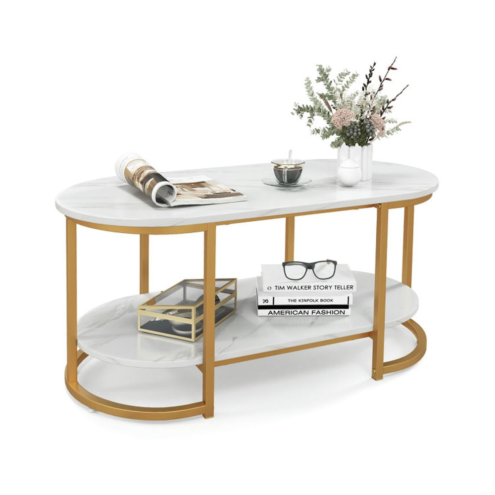 Finihen Coffee Table, Marble Coffee Table with Open Storage Shelf, for Living Room, Reception Room, White Finihen Coffee Table, Marble Coffee Table with Open Storage Shelf, for Living Room, Reception Room, White