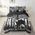 thumbnail image 2 of Manfei Teens Rustic Reindeer Bedding Comforter Set 7 Pieces, Black White Stripes Full Bedding Set, Farmhouse Animal Wildlife Reversible Fitted Sheet Flat Sheet, Breathable Home Decor, 2 of 7