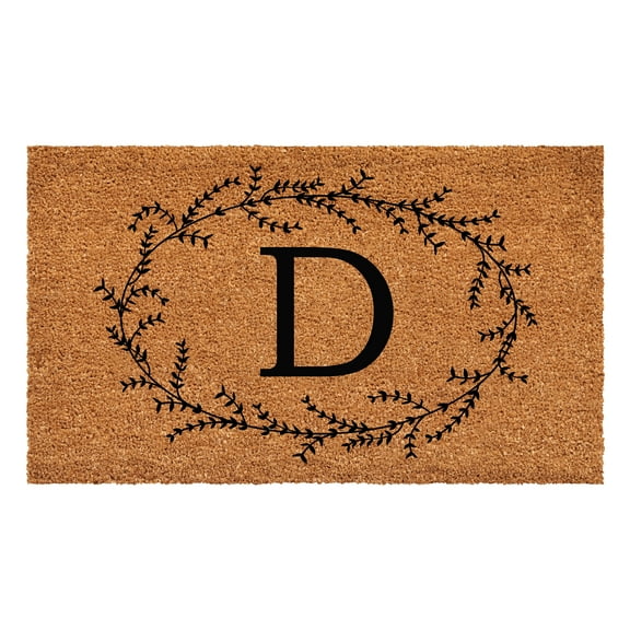 Rustic Leaf Vine Monogrammed Doormat, 24" x 36" (Letter D)