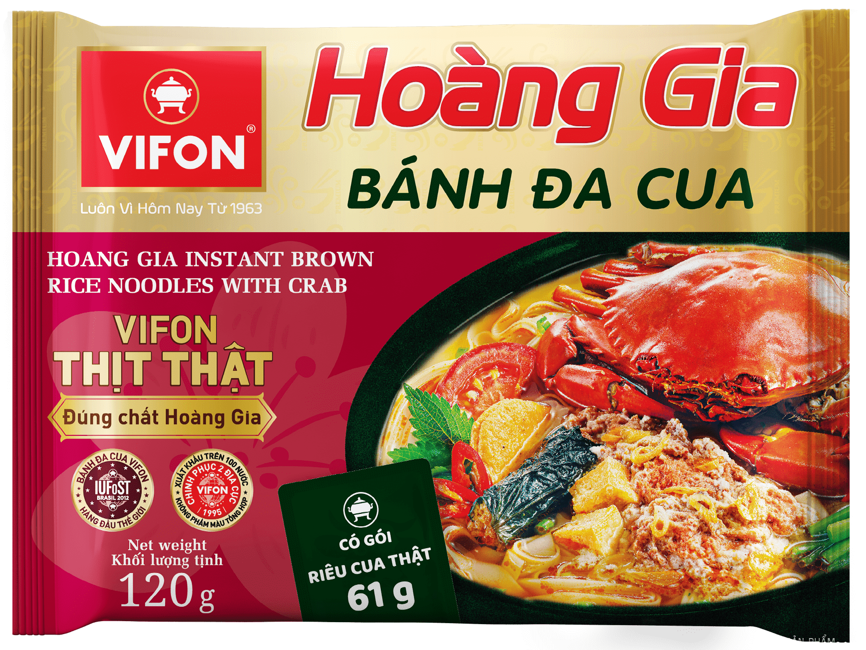 Royal Instant Brown Rice Noodles With Natural Crab 1 box x 18 packs x 120gram/each