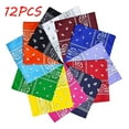 thumbnail image 7 of Dozen Paisley Bandanas Multi Colored Set Cowboy Bandana Head Scarf Double Sided Multicolor, 7 of 7
