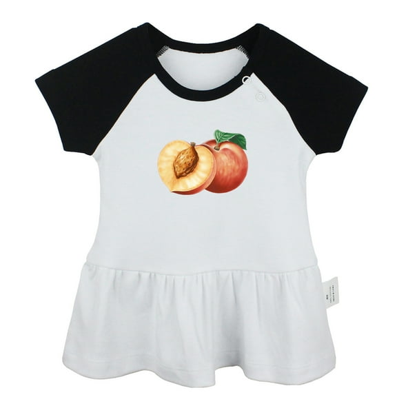 Fruit Peach Pattern Dresses For Baby, Newborn Babies Skirts, Infant Princess Dress, 0-24M Kids Graphic Clothes (Black Raglan Dresses, 6-12 Months)
