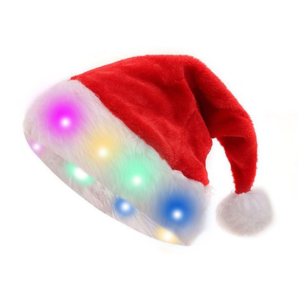 HVOBTTY Chapeau de Noël Doux pour Hommes et Femmes, Chapeau de Père Noël Coloré Décoration de Fête Rouge