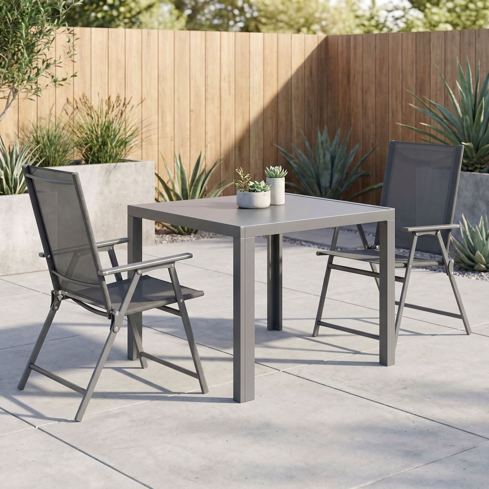 TLSUNNY 2 Pcs Patio Folding Chairs, Outdoor Portable Dining Chairs W/ High Back, Steel Frame, Armrests, for Yard, Camping