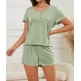 thumbnail image 5 of Loritta Womens Pajamas Knit Short Sleeve lounge sets 2 piece For Women Summer Green, 5 of 7