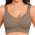 thumbnail image 2 of Ahuyic Womens Sports Bra,Summer Plus Size Bra,Jelly Bras For Womens Push Up No Underwire Bra Comfy Soft Buttery Yoga Bralette Everyday Sport Tshirt Brassiere,Brown,XXXL, 2 of 3
