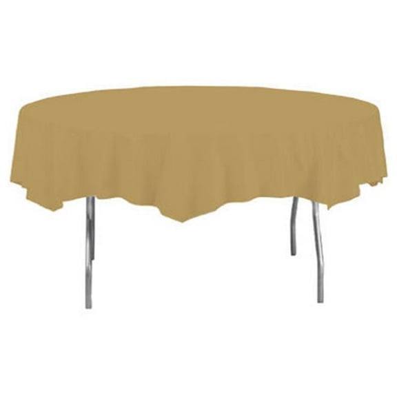 Creative Converting 703276 82 in. Octy Round Plastic Table Cover- Glittering Gold