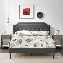 VECELO 3-Piece Bedroom Sets Upholstered Platform Bed Frame and 2 Nightstand
