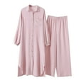 thumbnail image 4 of Mrat Long Sleeve Pullover Set Women's Muslim 2 Piece Sets Long Sleeve Button Long Shirt and Pants Casual Dress Dubai Outfits S-91 Pink-A 3XL, 4 of 9