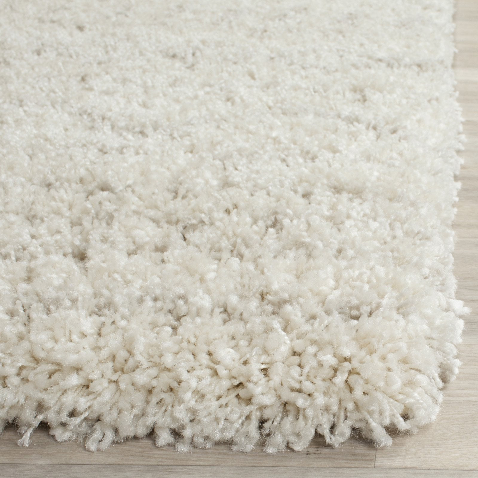 SAFAVIEH Arizona Teagan Geometric Striped Shag Area Rug, Ivory/Beige, 9' x 12'
