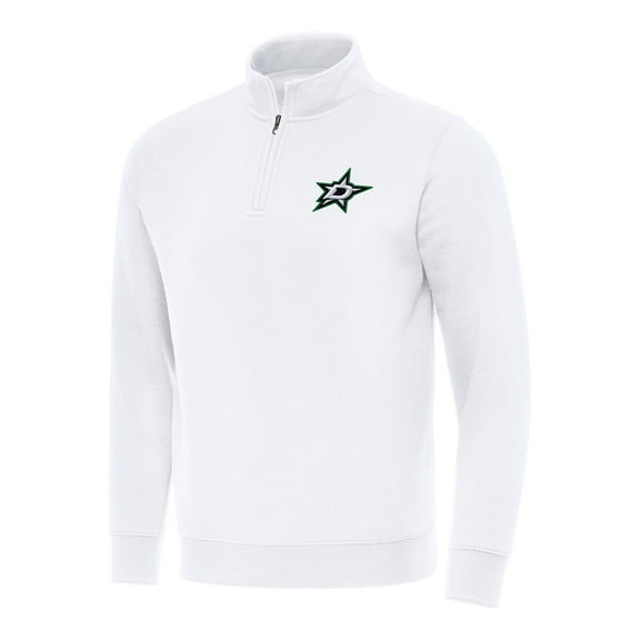 Men's Antigua White Dallas Stars Victory Quarter-Zip Mock Sweatshirt