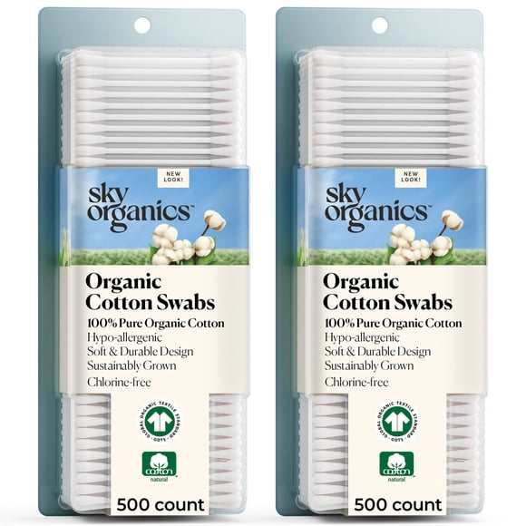Bastoncillos de algodón Sky Organics, orgánicos, 1000 quilates, puntas ultrasuaves
