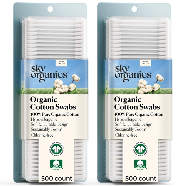 Bastoncillos de algodón Sky Organics, orgánicos, 1000 quilates, puntas ultrasuaves
