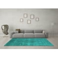 thumbnail image 3 of Ahgly Company Machine Washable Indoor Rectangle Oriental Turquoise Blue Industrial Area Rugs, 5' x 8', 3 of 4