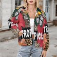 thumbnail image 3 of Jackets for Women Winter Coat Jackets Flannel Stand Collar Jacket(Tropical Vibrant Jungle Paradise,Size:S-4XL), 3 of 7