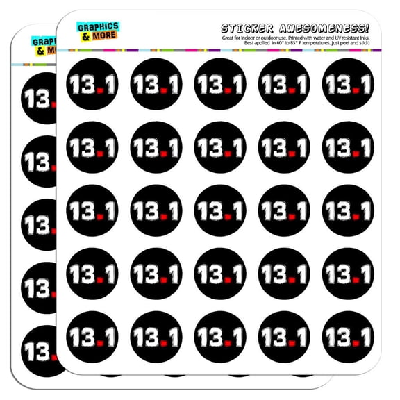 13.1 Half Marathon Running 1" Scrapbooking Crafting Stickers