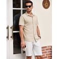 thumbnail image 2 of COOFANDY Mens Waffle Shirts Short Sleeve Button Down Untucked Shirt Summer Wedding Shirt, 2 of 7
