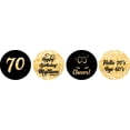 thumbnail image 1 of Darling Souvenir Cheers 70th Birthday Custom Name Stickers 190 Pcs Candy Labels Party Favor-Glitter Gold & Black, 1 of 1