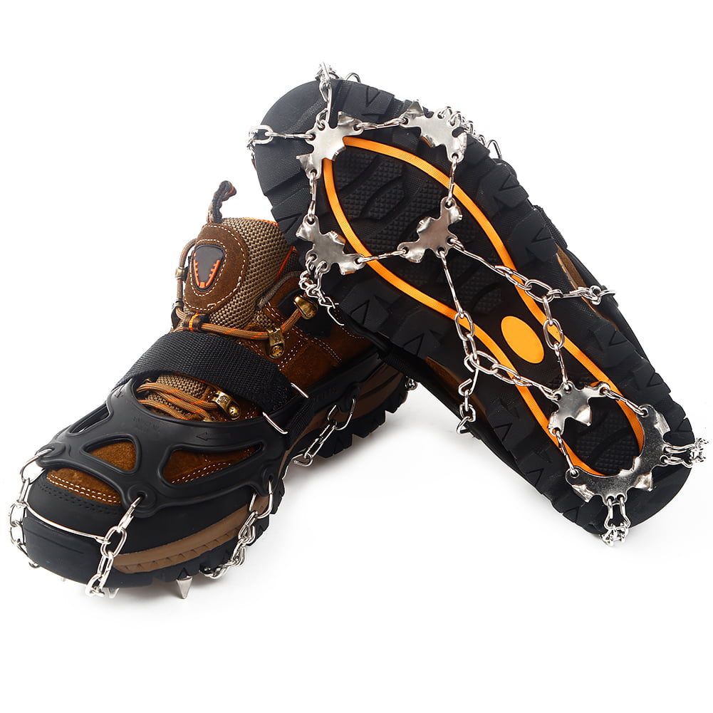 1 Pair of 24 Teeth Ice Snow Grips Grippers Anti-Slip Lite Duty Serious Walk Traction Cleats with 2 Removable Straps