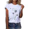 thumbnail image 1 of Hauts d'Été pour Femmes, Blouses Décontractées Élégantes 2024, T-Shirts à Manches Courtes Imprimés, Col Rond, Ample, Blanc, 1 of 5