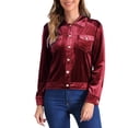 thumbnail image 1 of CHAQUETA DE VELVET PARA MUJERES INSPIRADA CHIC, CON BOTONES, DE MANGA LARGA Y CORTA, COLOR BURDEOS, 1 of 5