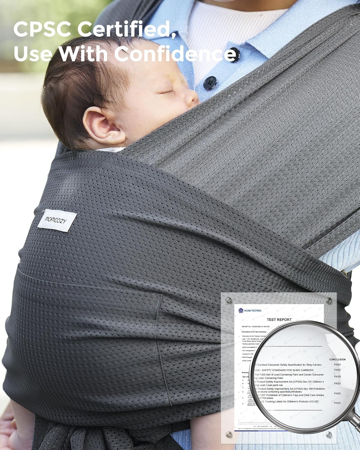 Momcozy Baby Wrap Carrier, Adjustable Baby Carriers for Newborn to Toddler 8-35 lbs, Cooling, Breathable and Lightweight Baby Wrap
