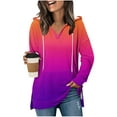 thumbnail image 3 of jobturf Womens Hoodies Drawstring V&nbsp;Neck T Shirts Fall Winter Fashion Long Sleeve Tops Casual Loose Side Slit Hooded Sweatshirt with Pocket, 3 of 9