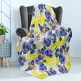 thumbnail image 4 of Watercolor Flower Soft Flannel Fleece Blanket, Butterfly Violet Field Garden in Vivid Colors Nature Environment Print, Cozy Plush for Indoor and Outdoor Use, 50" x 60", Yellow Purple, by Ambesonne, 4 of 5