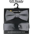 thumbnail image 6 of Laurant Bennet Mens Banded Bow Tie and Pocket Square Set | Solid Color | Pre Tied Classic Formal Bowties - Charcoal, 6 of 7