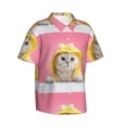 thumbnail image 2 of Balery A Funny Cat Print Men's Hawaiian Shirts Short Sleeve Beach Shirt Relaxed Fit Vacation Button Down Shirts-Large, 2 of 9