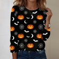 thumbnail image 2 of Garbnen S-5XL Halloween Long Sleeve Shirts for Women Ghost Pumpkin Spooky Women's Graphic T Shirts Plus Size Holiday Womens Pullover Red 4XL, 2 of 7