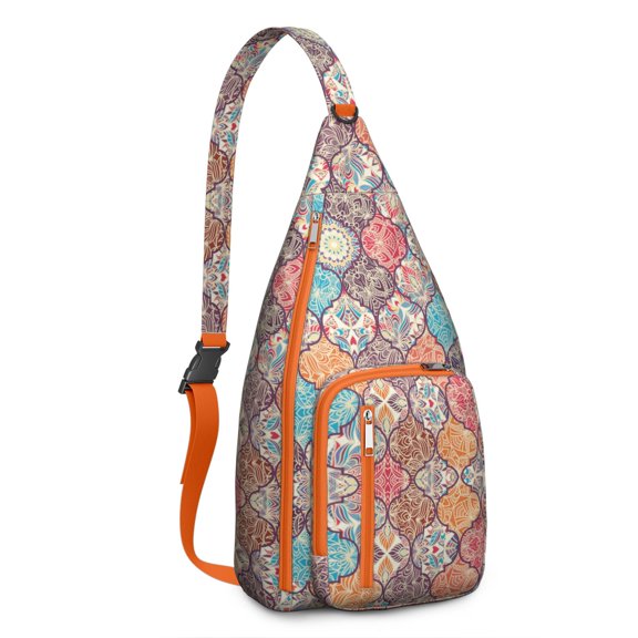 Boho Waterproof Hiking Sling Backpack for Women – Retro & Rustic Lightweight Crossbody Bag with Adjustable Strap, Floral Chest Bag for Travel, Outdoor Adventures & Everyday Use
