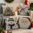thumbnail image 7 of Steadline Christmas Themed Linen Pillow Cover - 17x17 Inch Holiday Decorative Cushion Case - Reversible Festive Sofa and Bed Decor for Seasonal Home Styling, 7 of 7