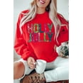 thumbnail image 2 of Women's Red Glittering HOLLY JOLLY Graphic Christmas Pullover Sweatshirt | [ZhiHiMeRi] | (US 20-22)2XL, 2 of 6