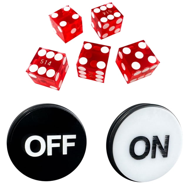 Juego de 5 dados de casino, color rojo, Yuanhe, 19 mm, con disco de 7,5 cm