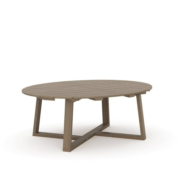 New Classic Furniture Carezza Oval Wood/Wicker Patio Coffee Table in Natural