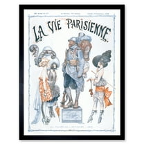 Vintage French Fashion La Vie Parisienne Army Museum Poilu Magazine Cover Art Print Framed Poster Wall Decor 12x16 inch