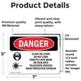 thumbnail image 2 of (2 Pack) Class IIIb Laser Do Not Look Into Beam OSHA Danger Sign 7 Inch X 5 Inch Vinyl Label Decal Sticker Weather Resistant, UV Protected for Workplace, Business, and Construction, 2 of 7