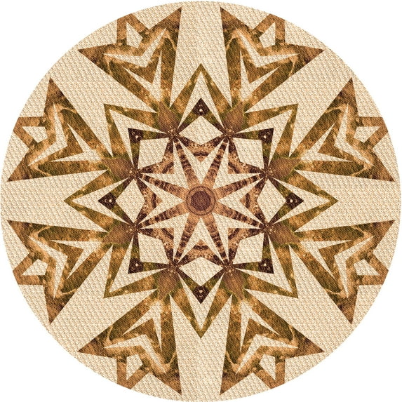 Ahgly Company Machine Washable Indoor Square Transitional Deep Peach Orange Area Rugs, 3' Square